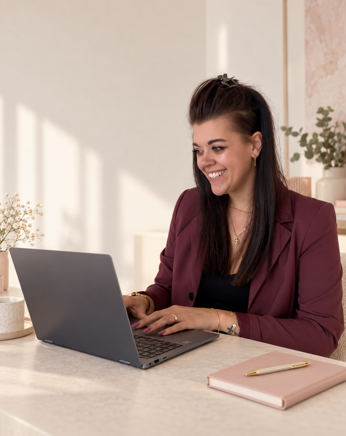 Typende handen op laptop